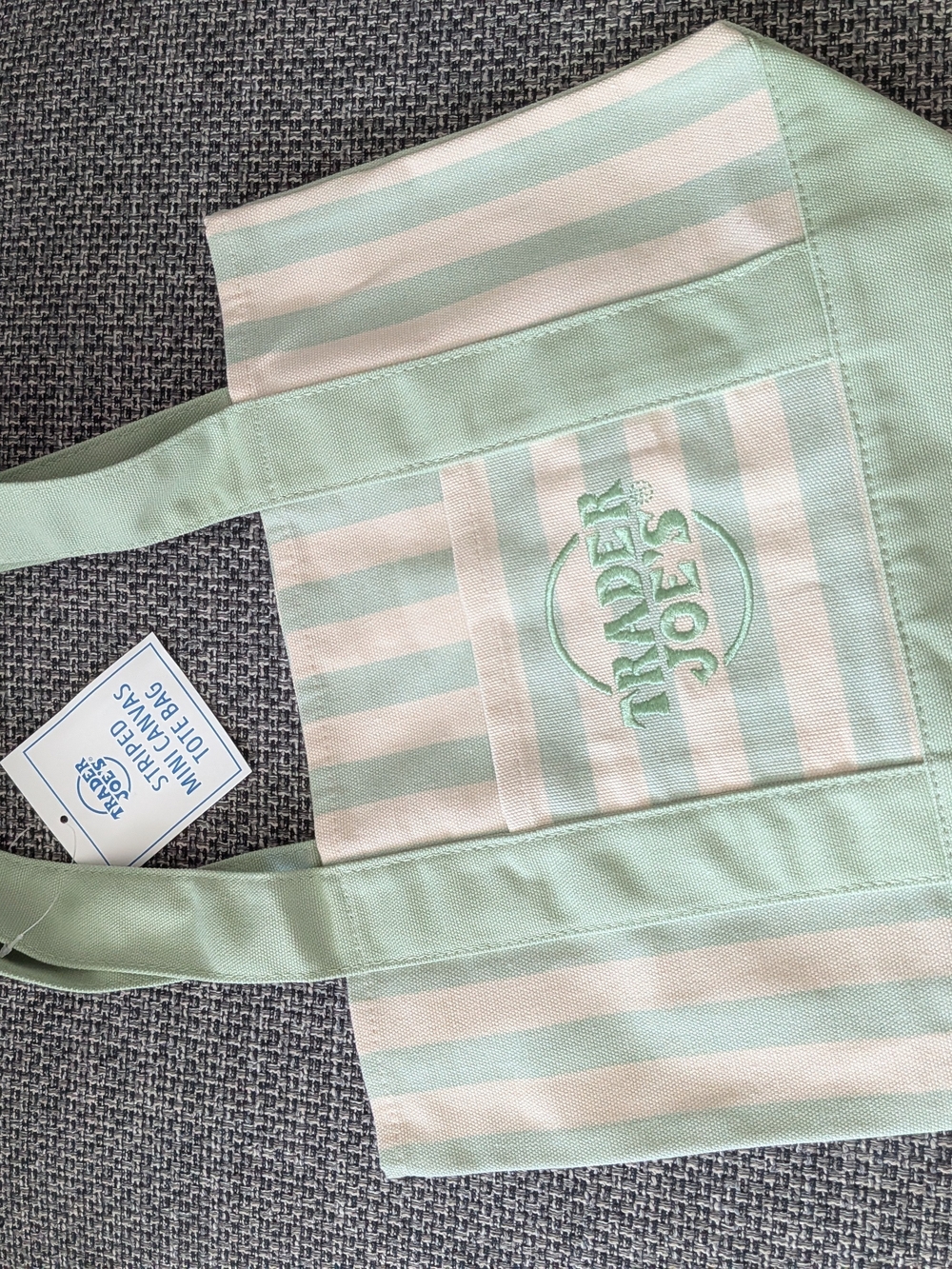 Trader Joe's Mint Stripe Mini Tote